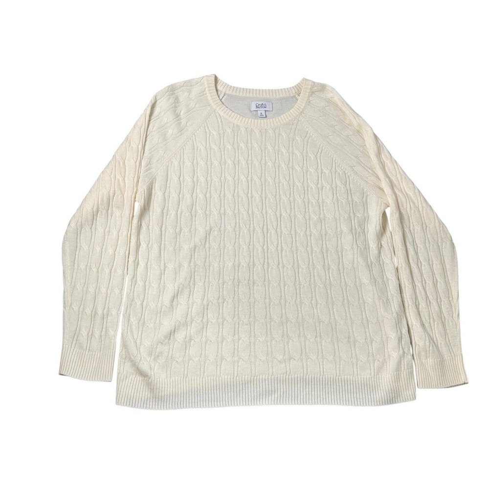 Croft and‎ Barrow Sweater Womens XL Cream Cable Knit Everyday Basic Elegant
